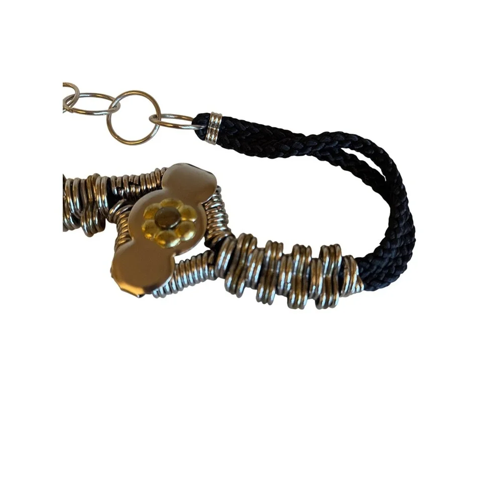 Artsy Silver Black Mixed Metal Flower‎ Statement Belt Med Made in Korea